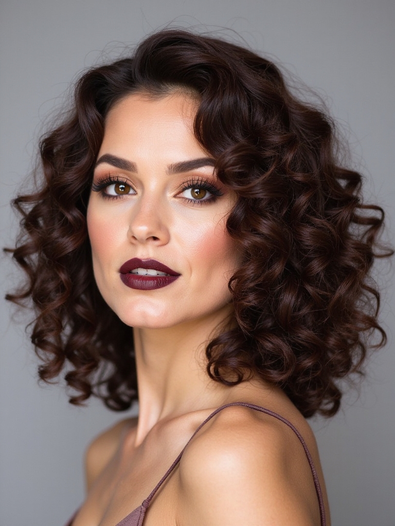 Curly lob enhancing natural curls with layers