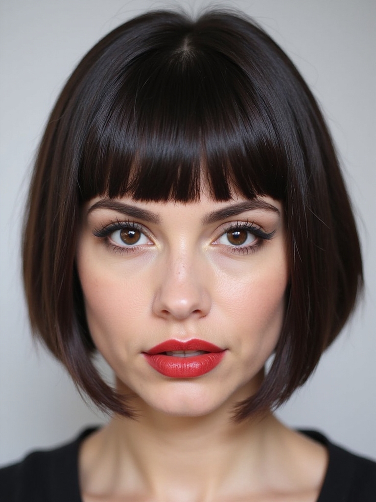 Micro bangs French bob