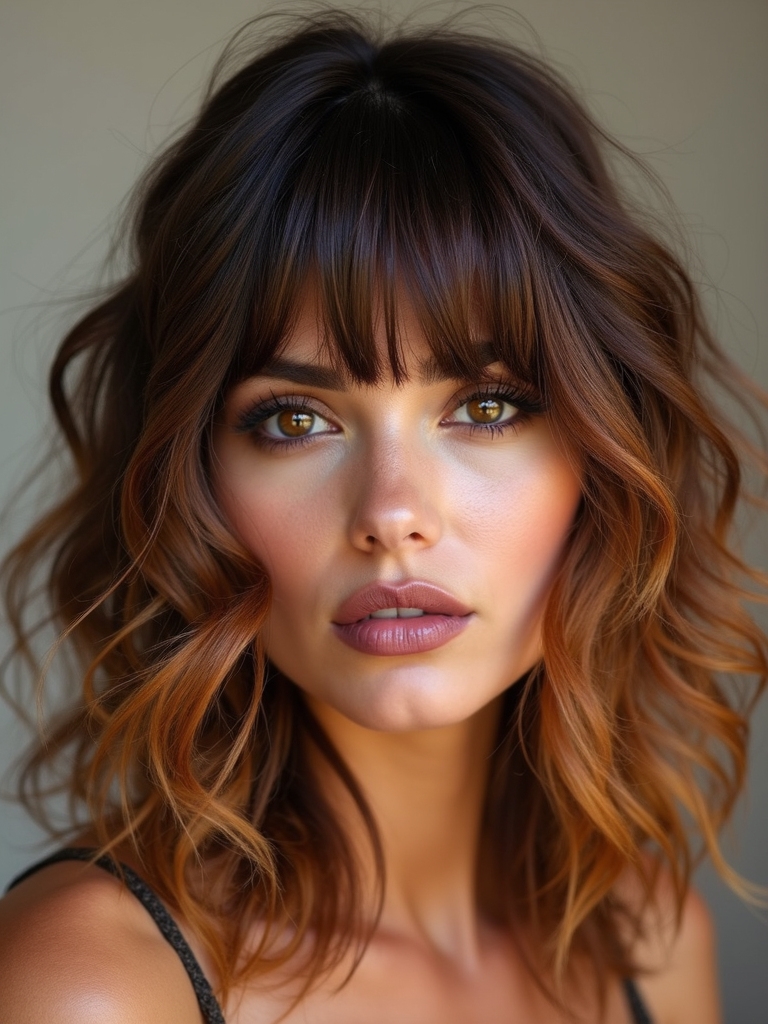 feathered curtain bangs rock chic