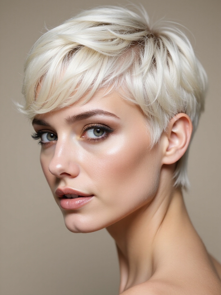 feathered pixie with bangs