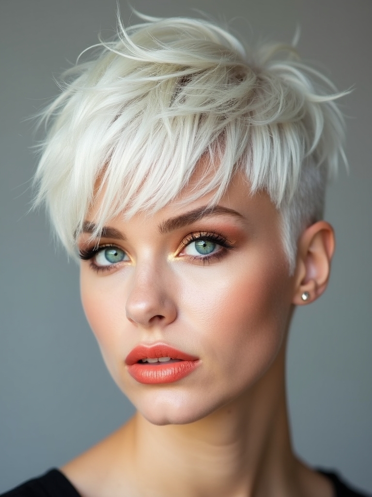 feathered textured cropped pixie