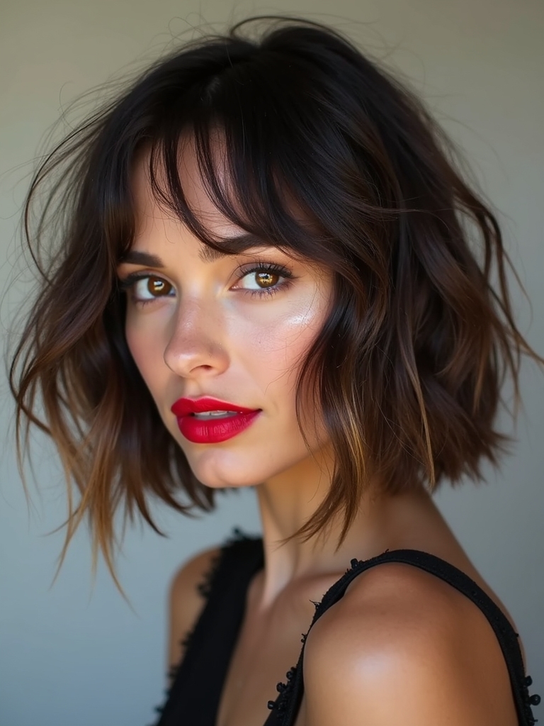 feathered textured french bob