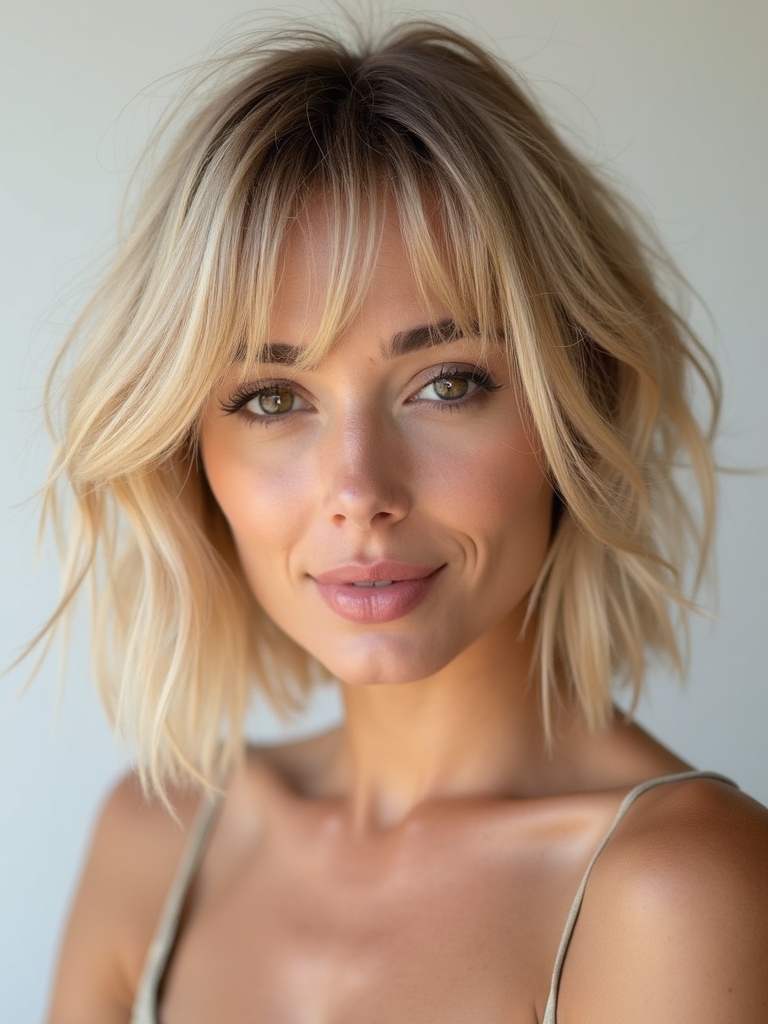 gentle side swept framed bangs