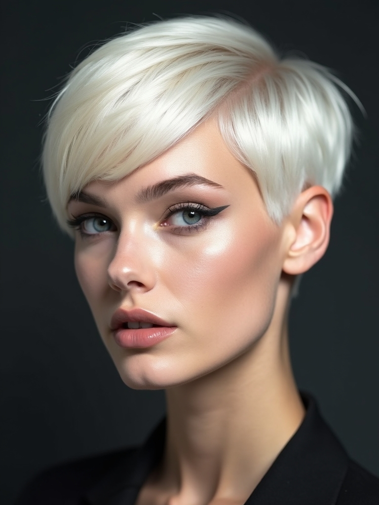 glossy long pixie fringe