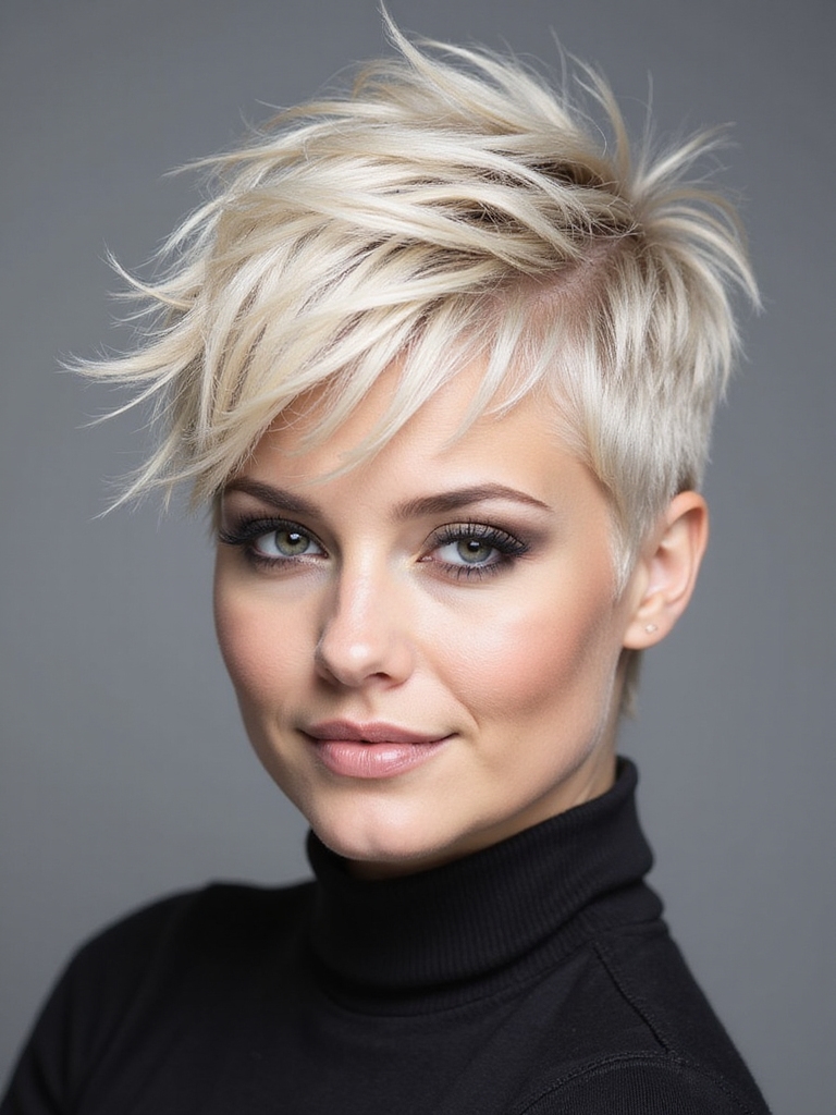 glossy textured wet look pixie