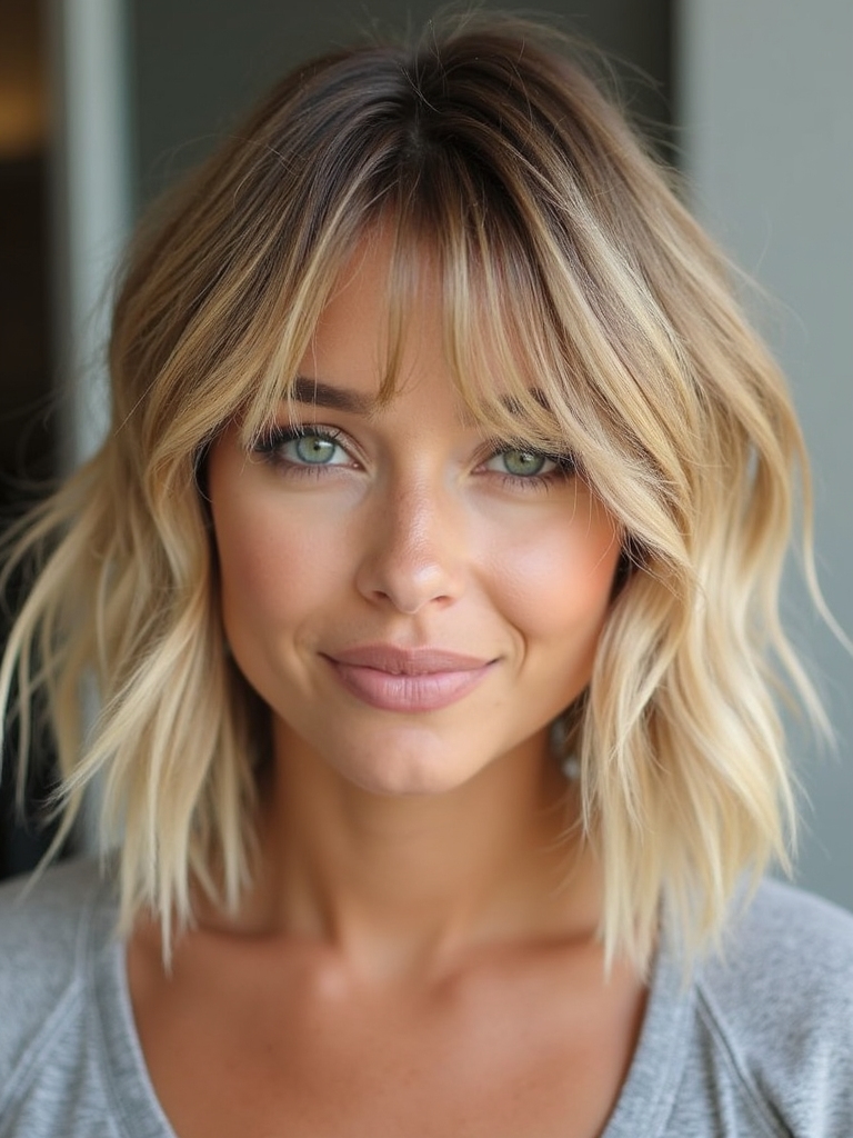 grown out bangs soft shag
