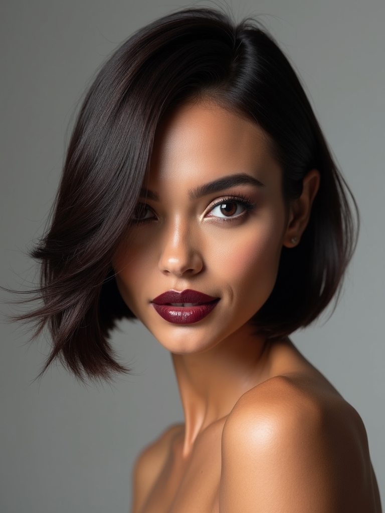 A sleek jaw-grazing 90s bob with tucked ends
