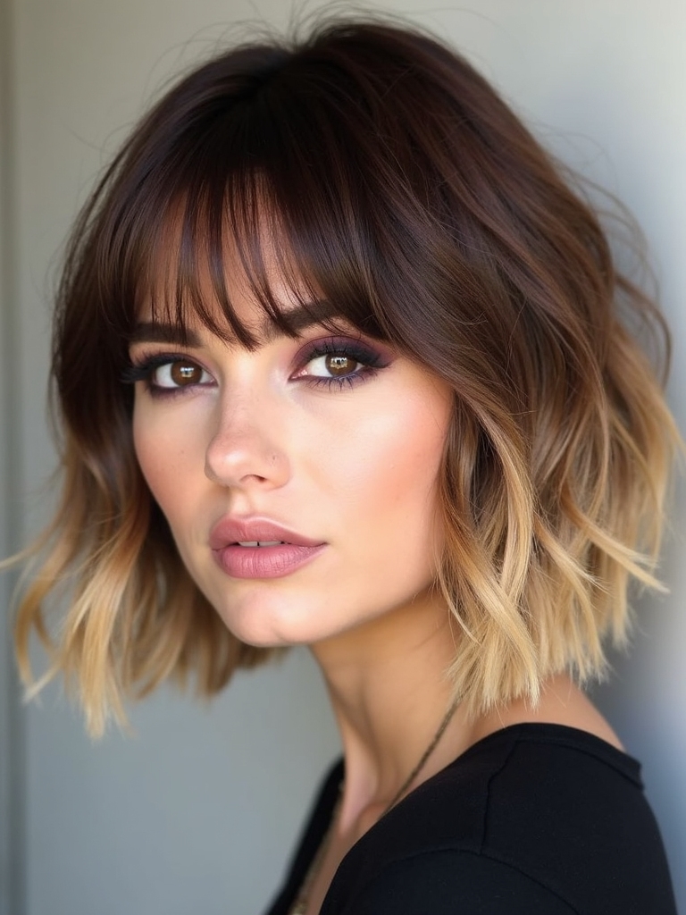 Layered bob with micro bangs