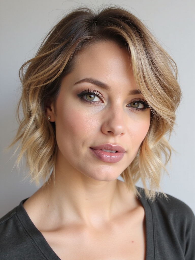 Layered chin-length voluminous bob