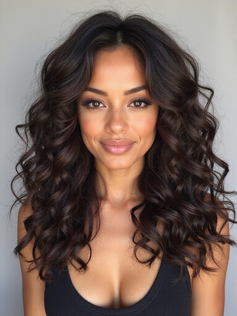 long layered curl shaping