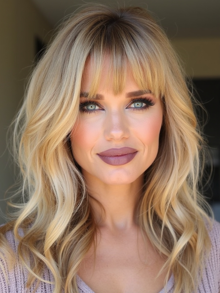 long layered curtain bangs