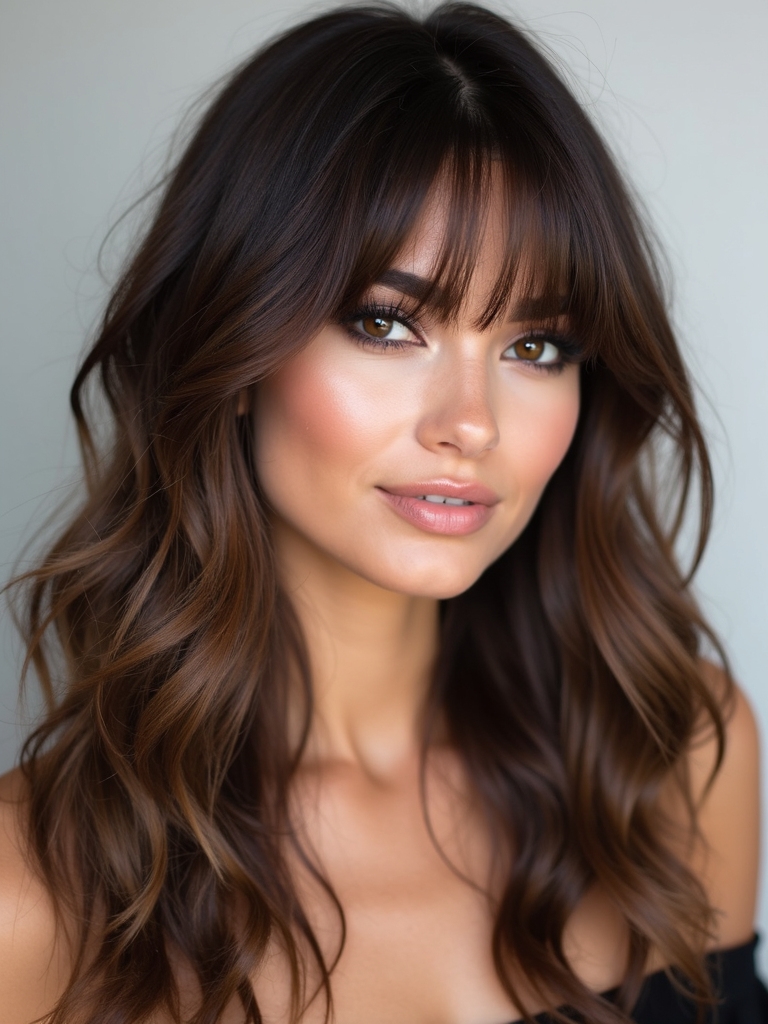 Long layers curtain bangs