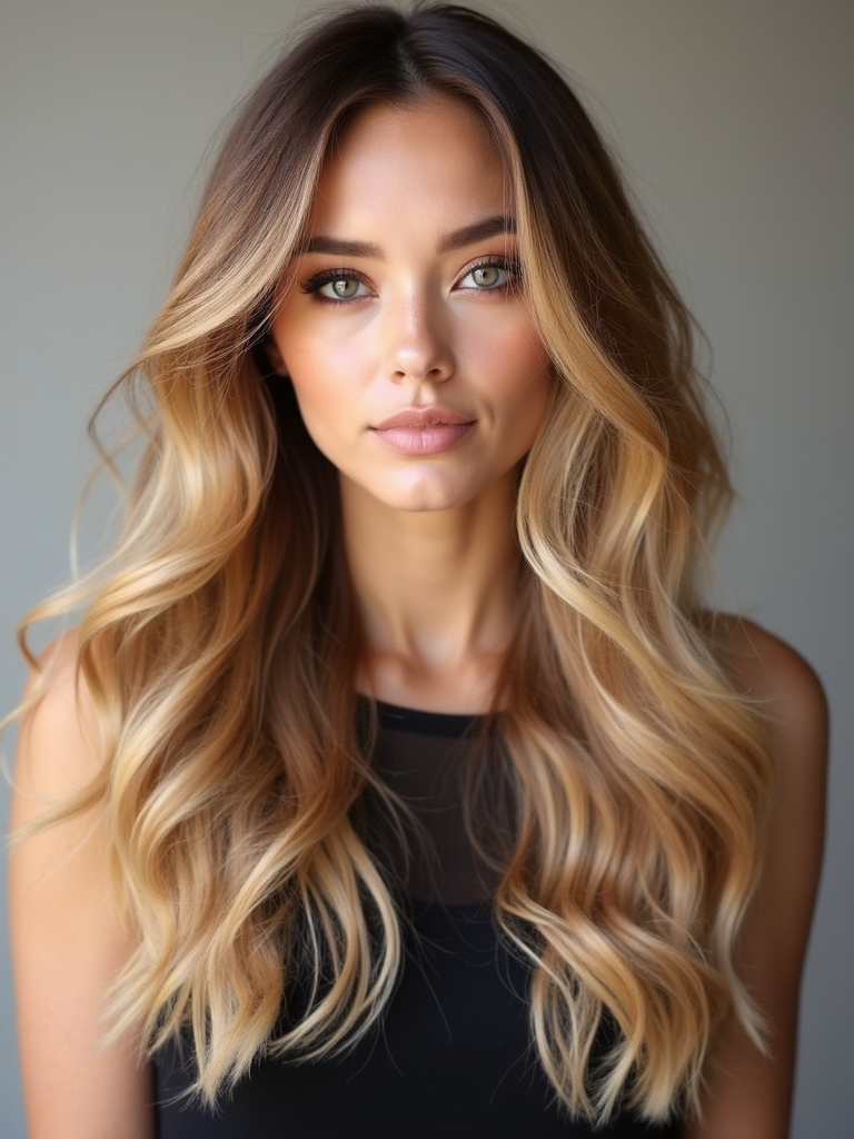 long layers with blended highlights