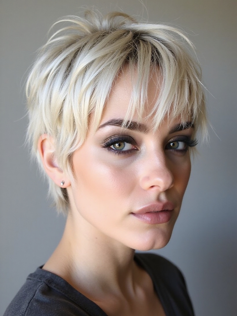 messy pixie with micro bangs