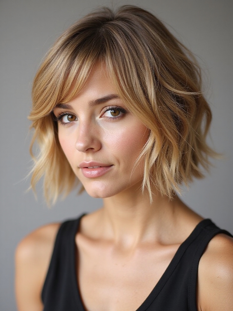 mid length shag with bangs