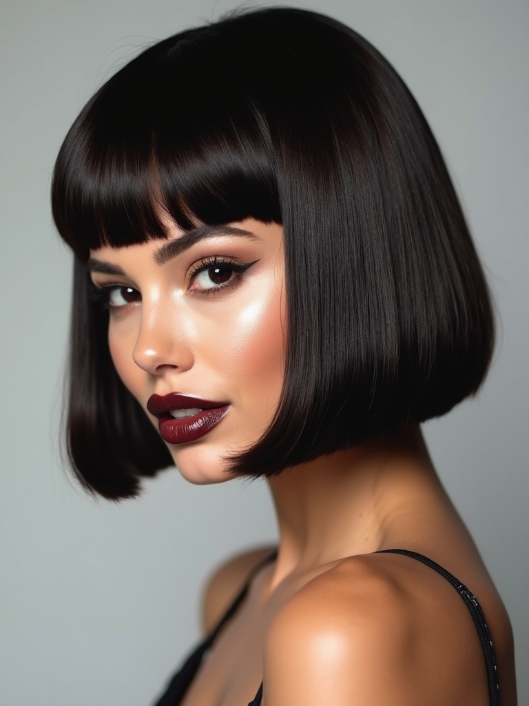 mirror like polished straight bob