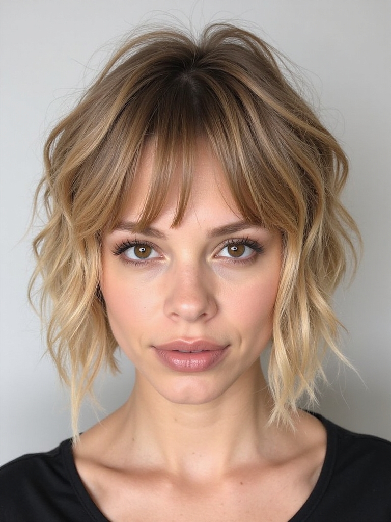 Parisian airy shag bob with bangs