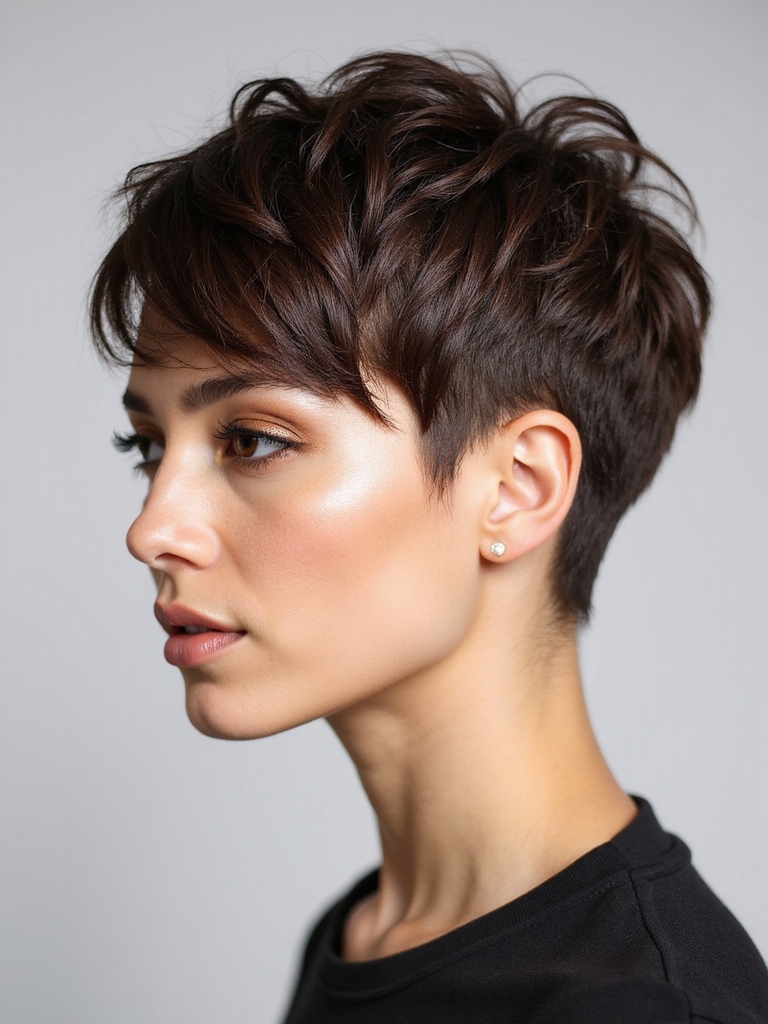 razor textured elongated pixie fringe