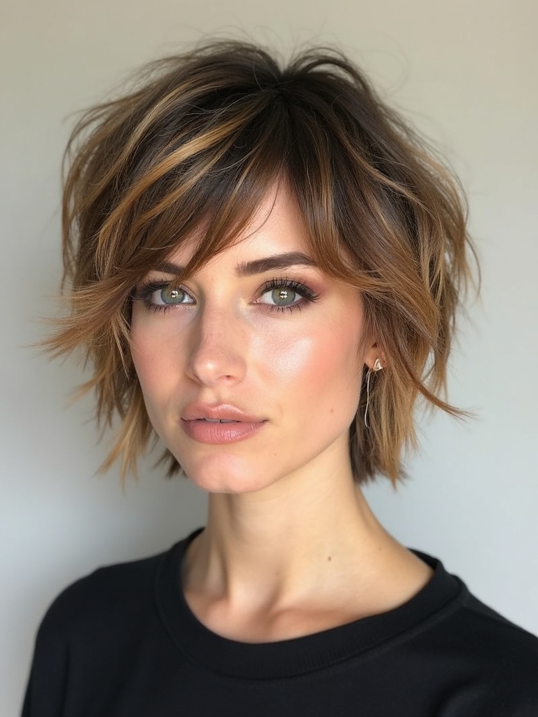 Thick-hair shag bob with movement