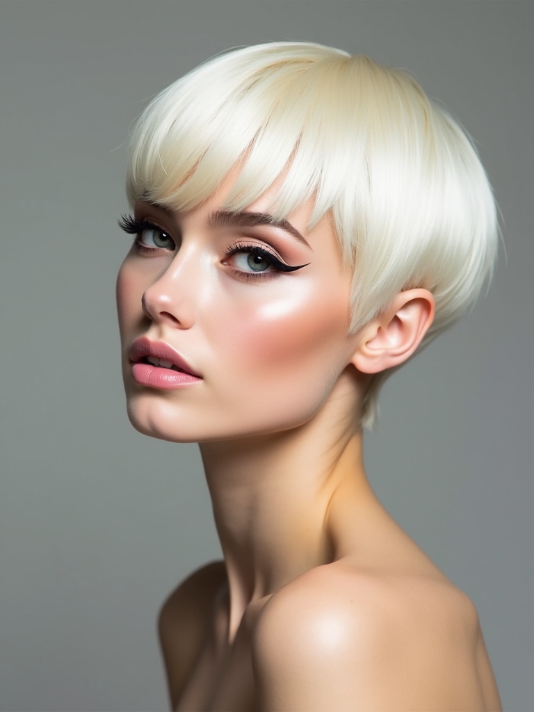 retro twiggy inspired rounded pixie