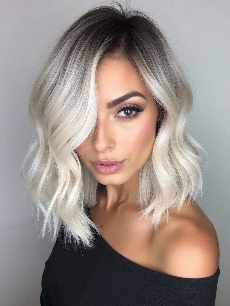 Rooted platinum lob vibe