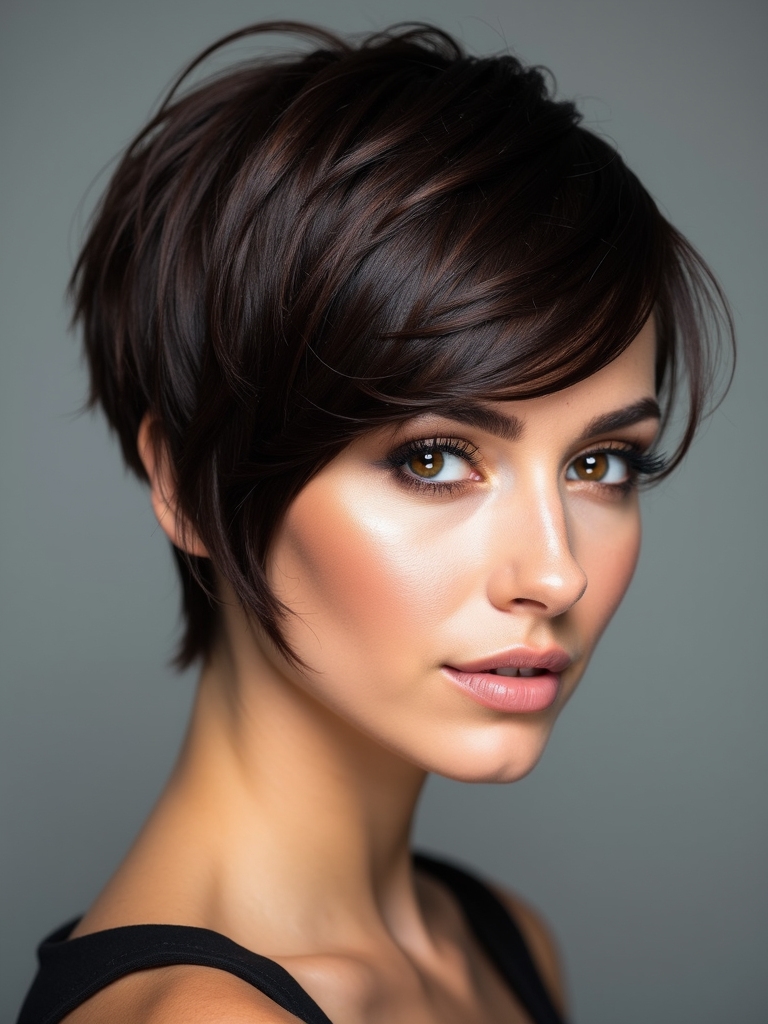 sculpted sleek pixie shine