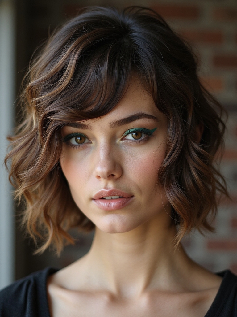 Wavy pixie mullet with texture and movement