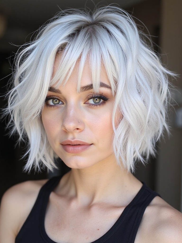 Shaggy bob with feathered ends