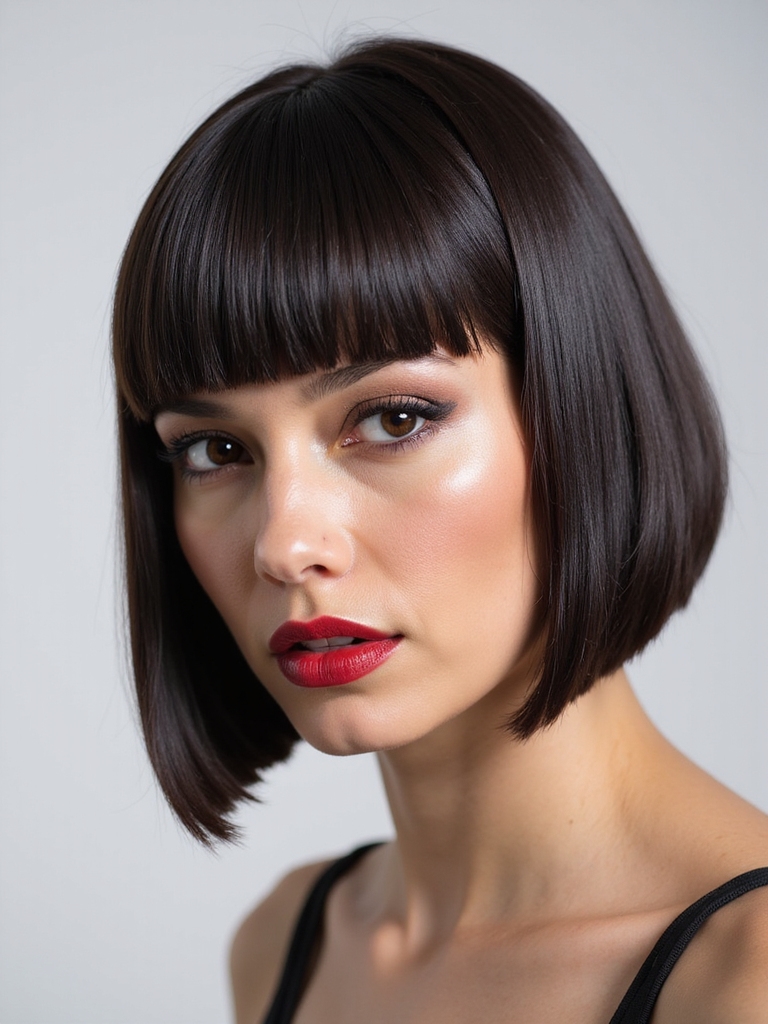 Inverted bob round face