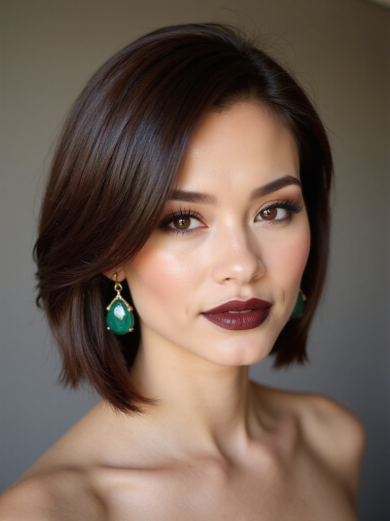 Side-parted bob for balance