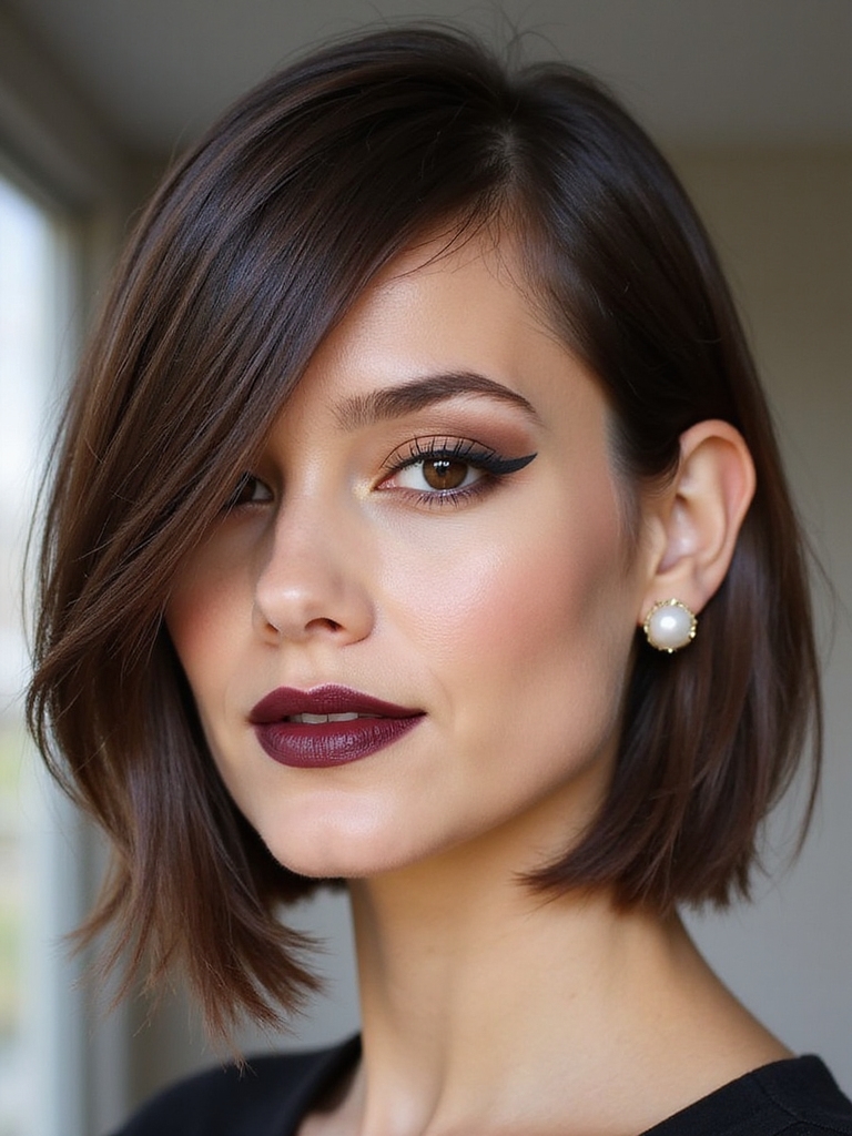 Side-parted French bob