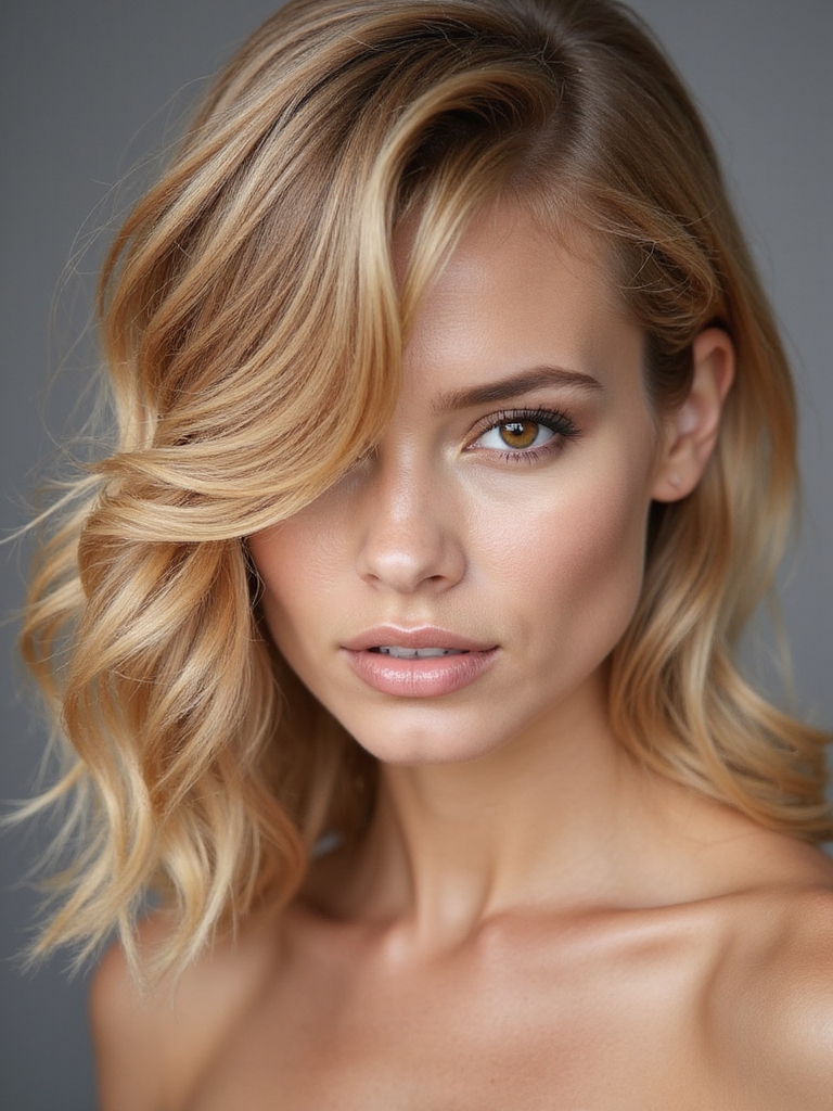 side swept layered cheek framing fringe