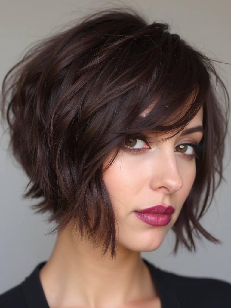 side swept textured bob framing
