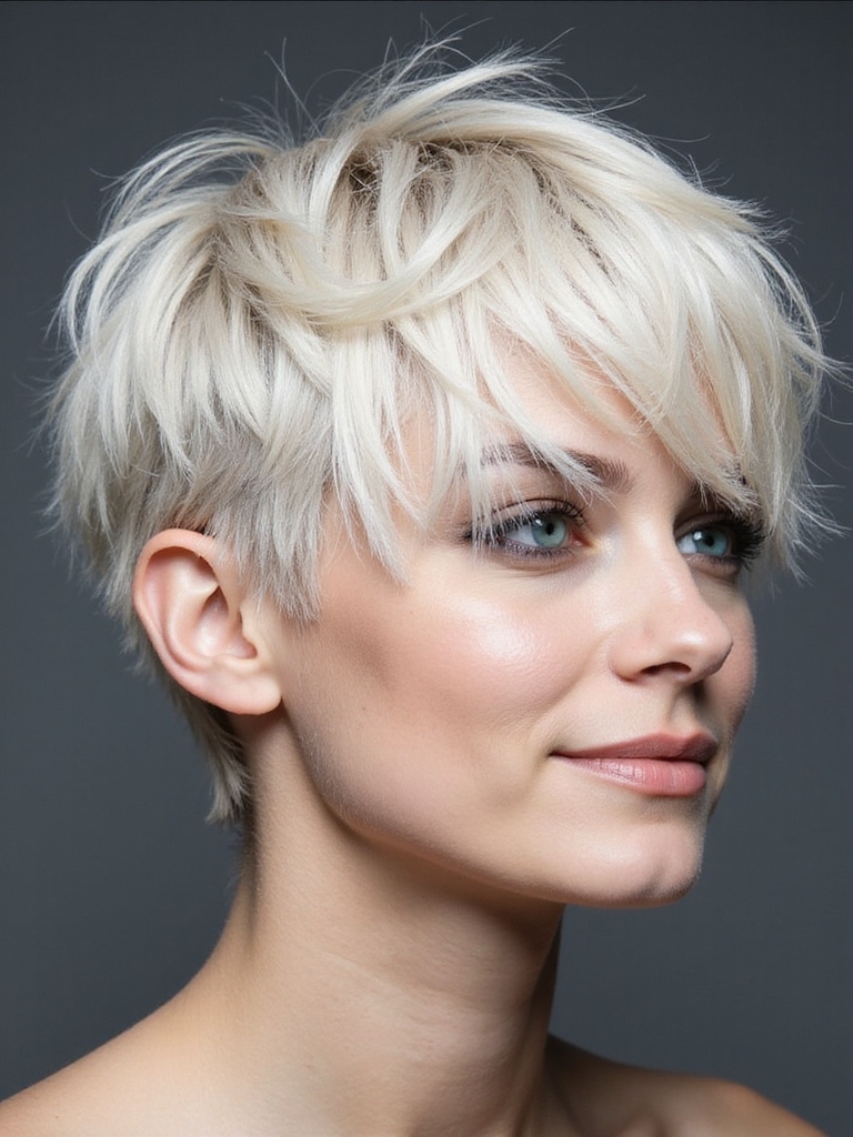 side swept textured messy pixie