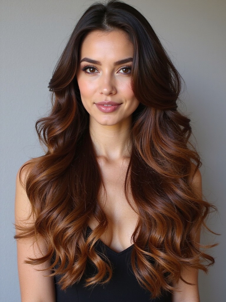 Sleek 90s layered hair with a flip