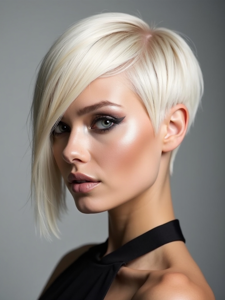 sleek polished tucked under pixie