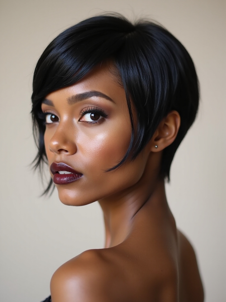 sleek precision cut lace front pixie