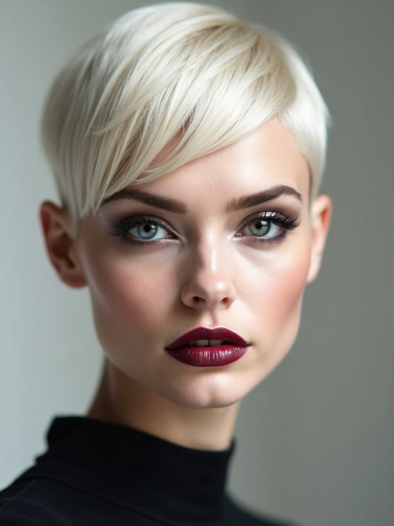 sleek side parted tapered pixie
