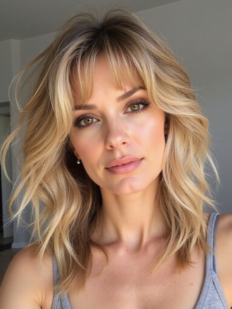 soft face framing layered shag