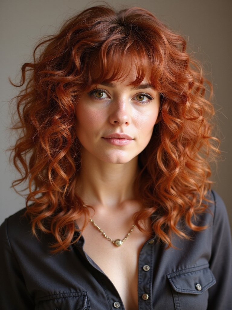Curly shag mullet