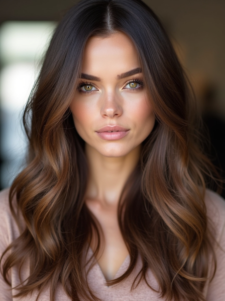 Soft long layers thinned for thick hair
