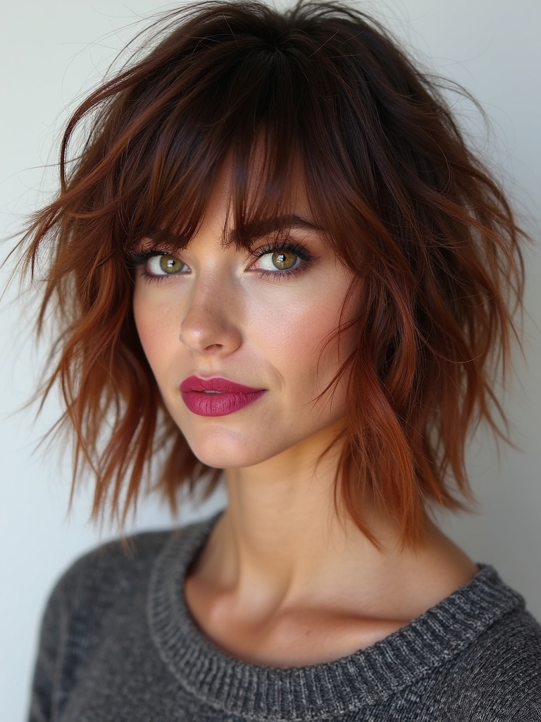 soft shaggy curtain bangs