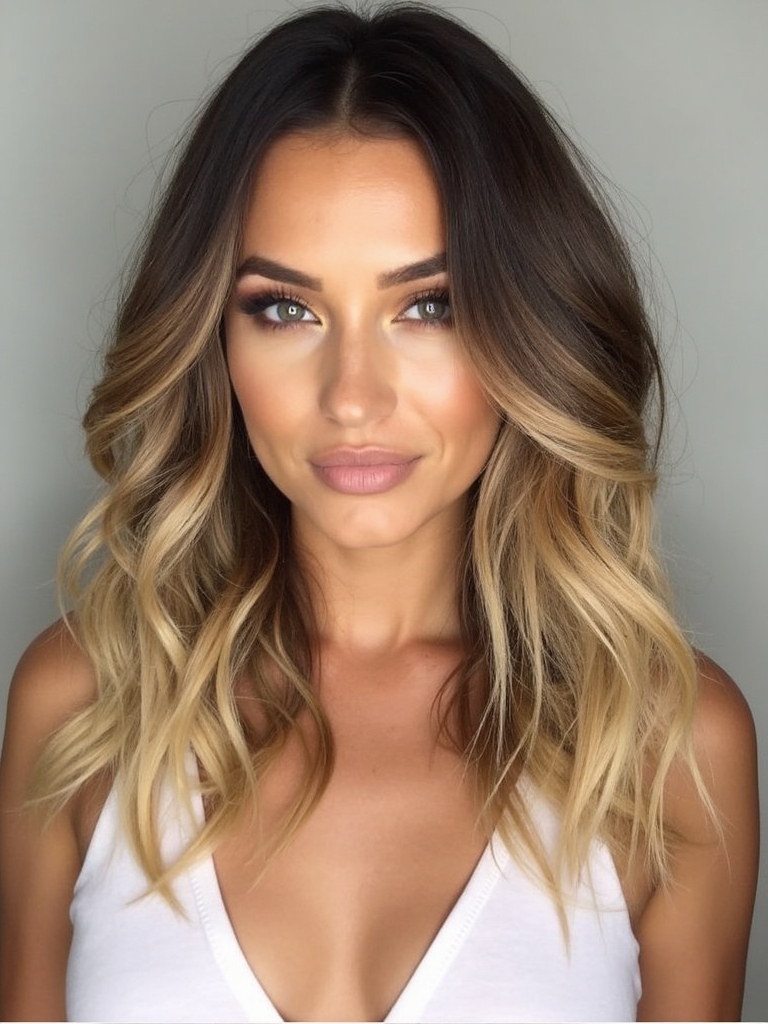 Sun-kissed hand-painted balayage lob