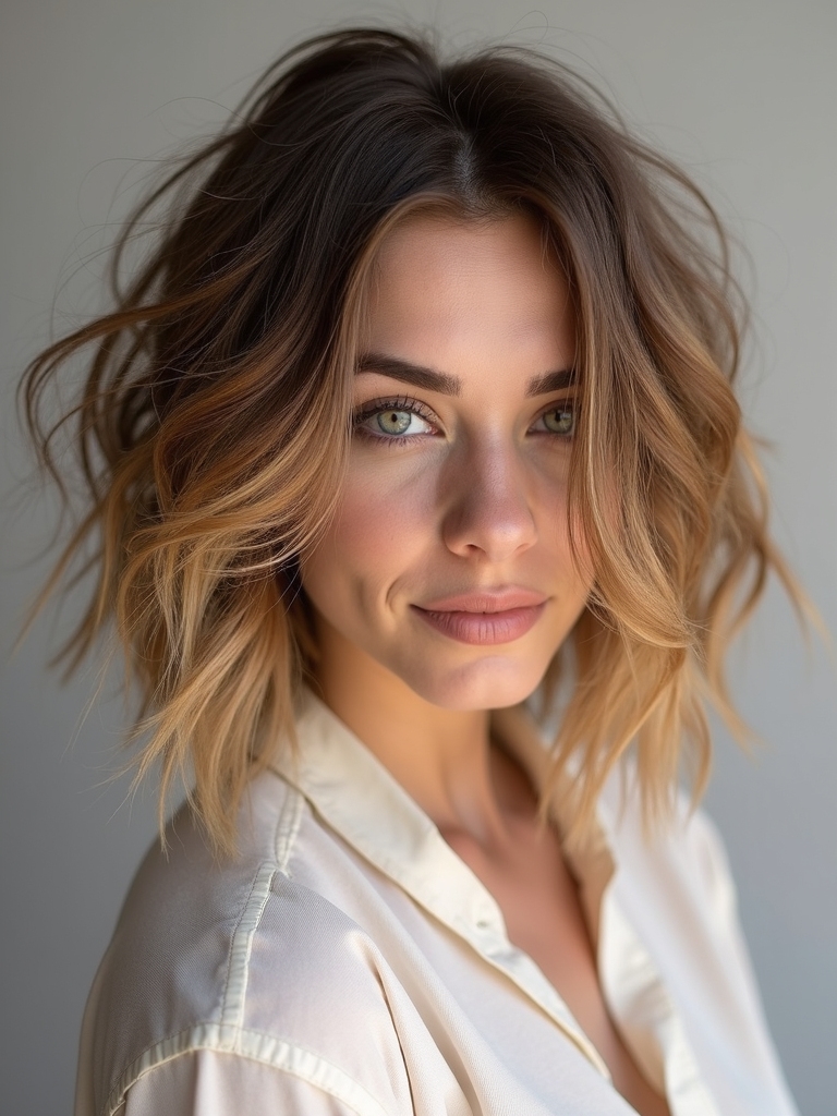 textured chin skimming shag bob