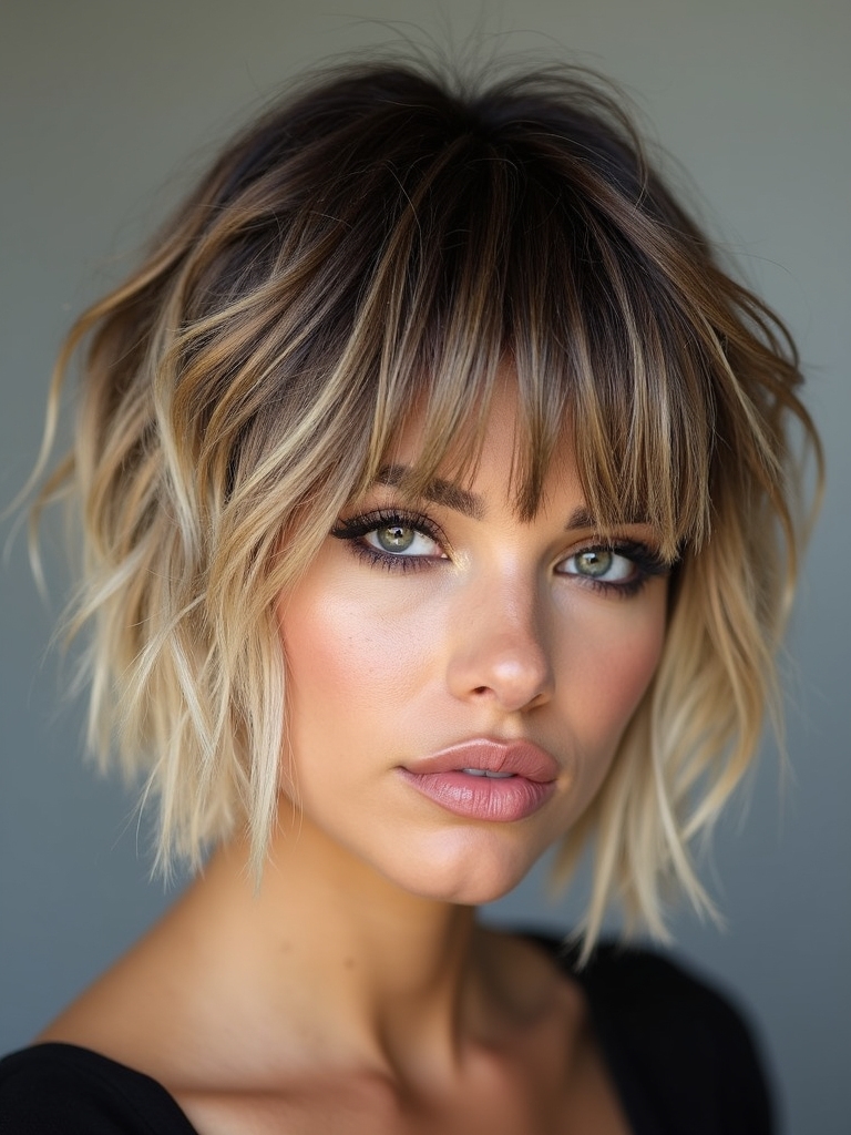 Textured undone blunt bob