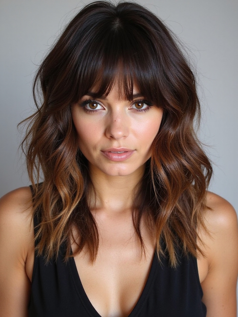 textured mid length shag layers