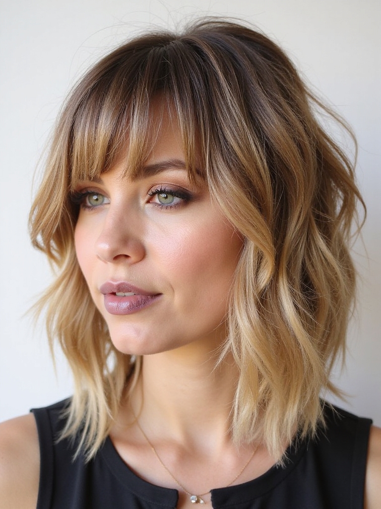 Micro bangs retro shag