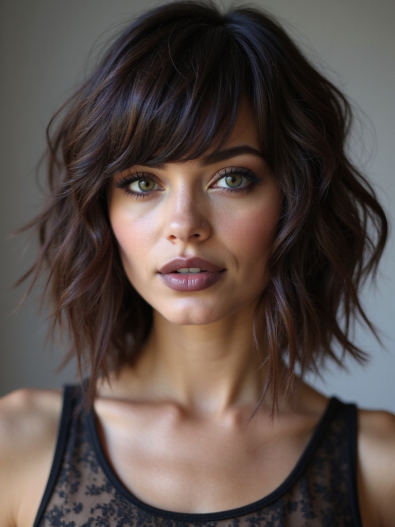 textured shag with micro bangs