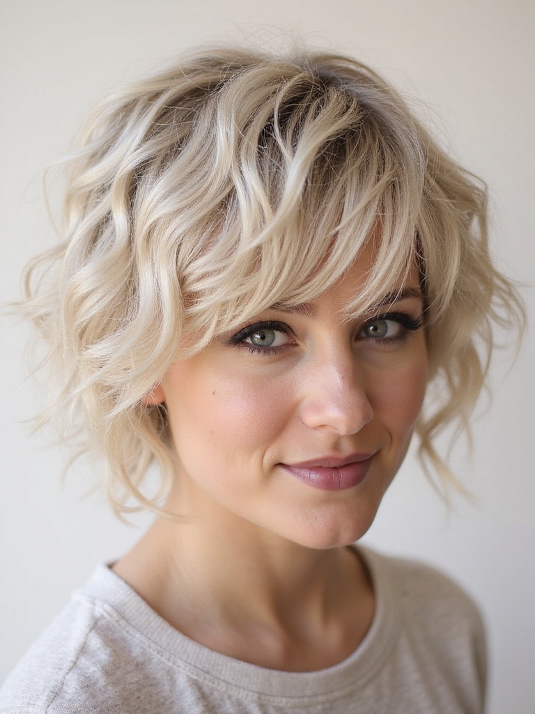 Piecey curly pixie shag
