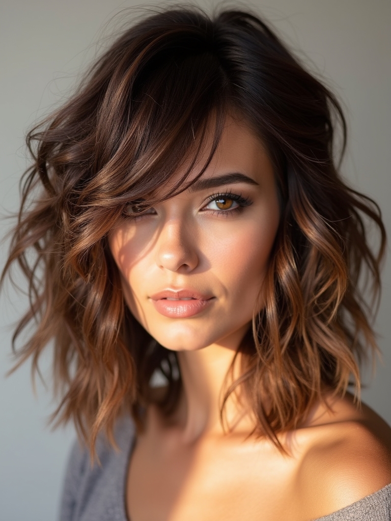 textured wolf shag with bangs